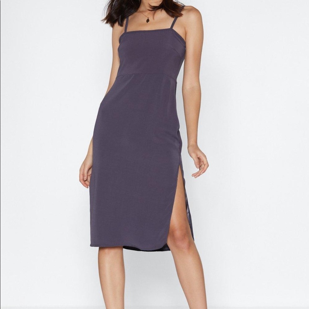 Nasty Gal satin square neck midi dress